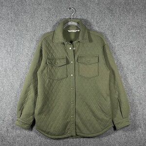 Mountain and Isles Diamond Quilted Shirt Jacket Snap Green Womens Size Medium